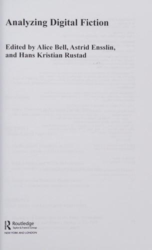 Analyzing Digital Fiction